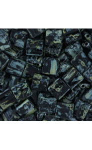 Miyuki tila 5x5mm beads - Opaque picasso black TL-4511